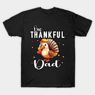 Watercolor Thanksgiving Turkey Family One Thankful Dad Daddy T-Shirt